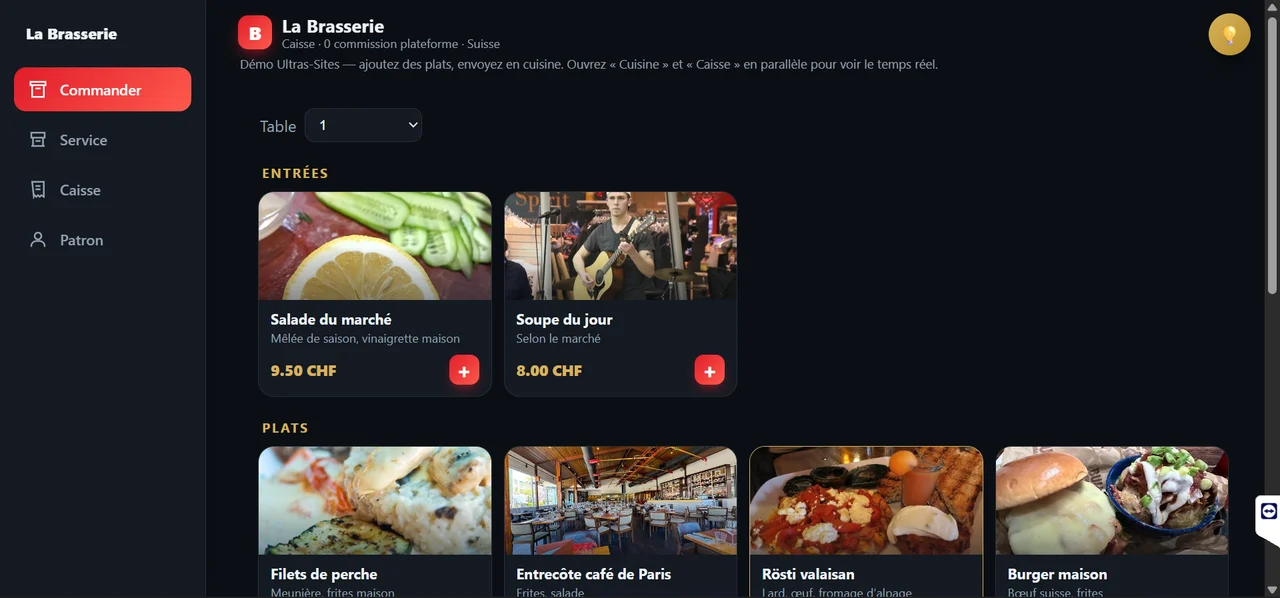 O POS «La Brasserie» no computador / tablet