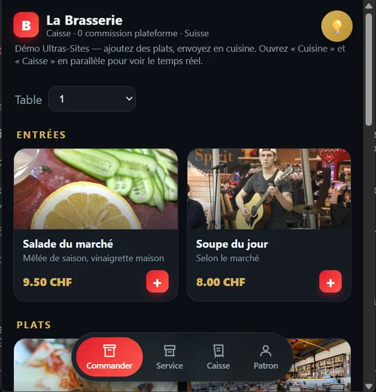 O POS «La Brasserie» no telemóvel